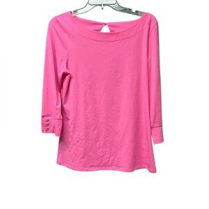 Lilly Pulitzer 3/4 Length Sleeve Top in Bright Pink Size Medium